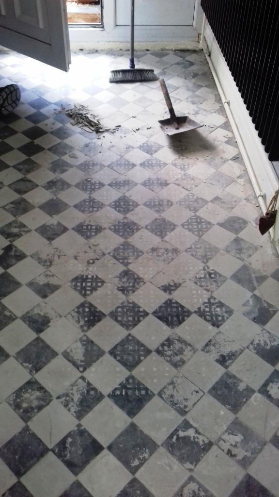 Victorian Tiled Hallway Before Restoration Rotherham