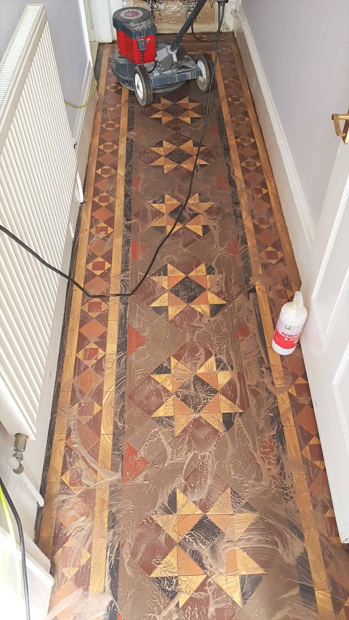Victorian Tiled Hallway During Cleaning Doncaster