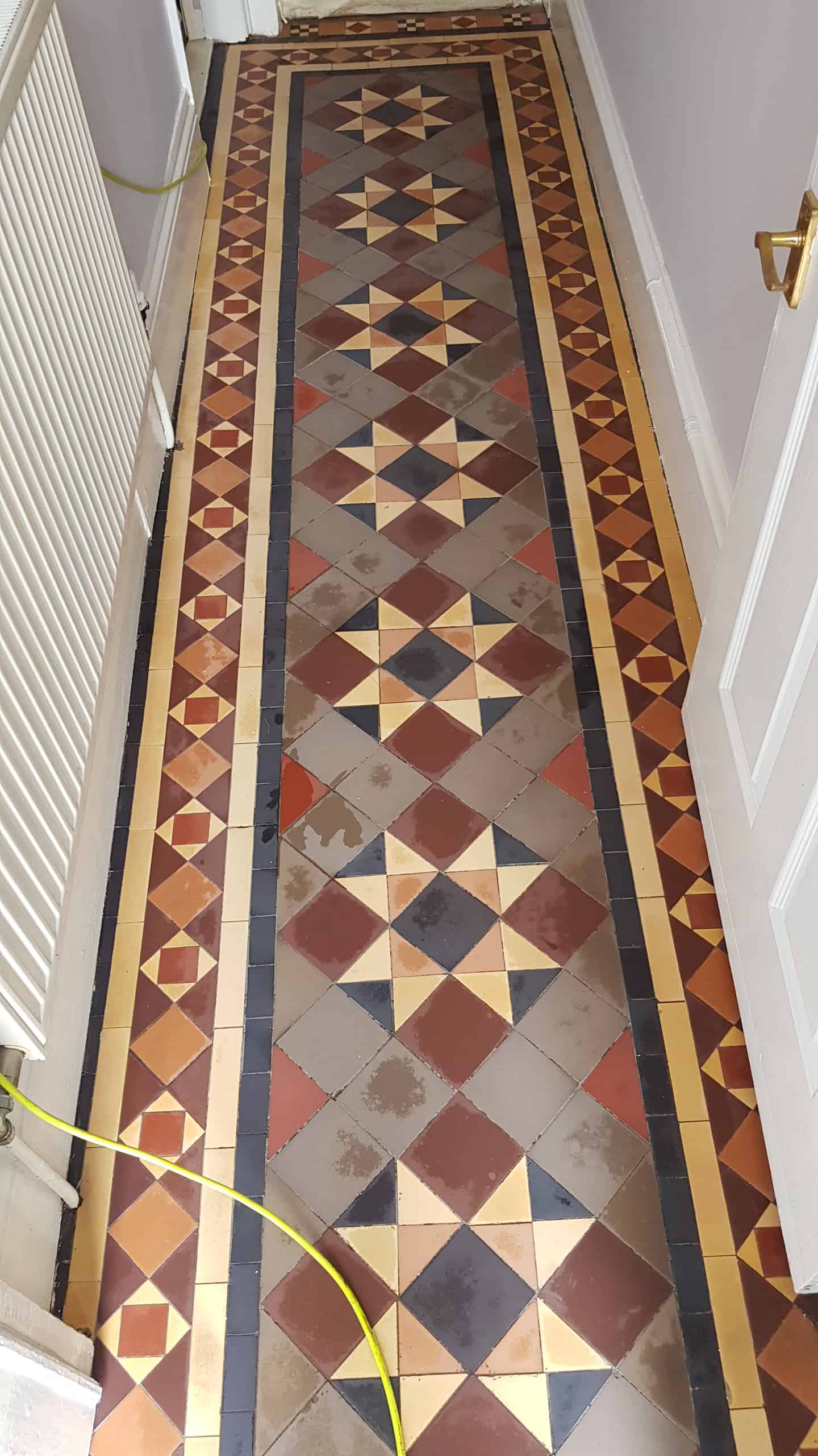 Victorian Tiled Hallway During Cleaning Doncaster