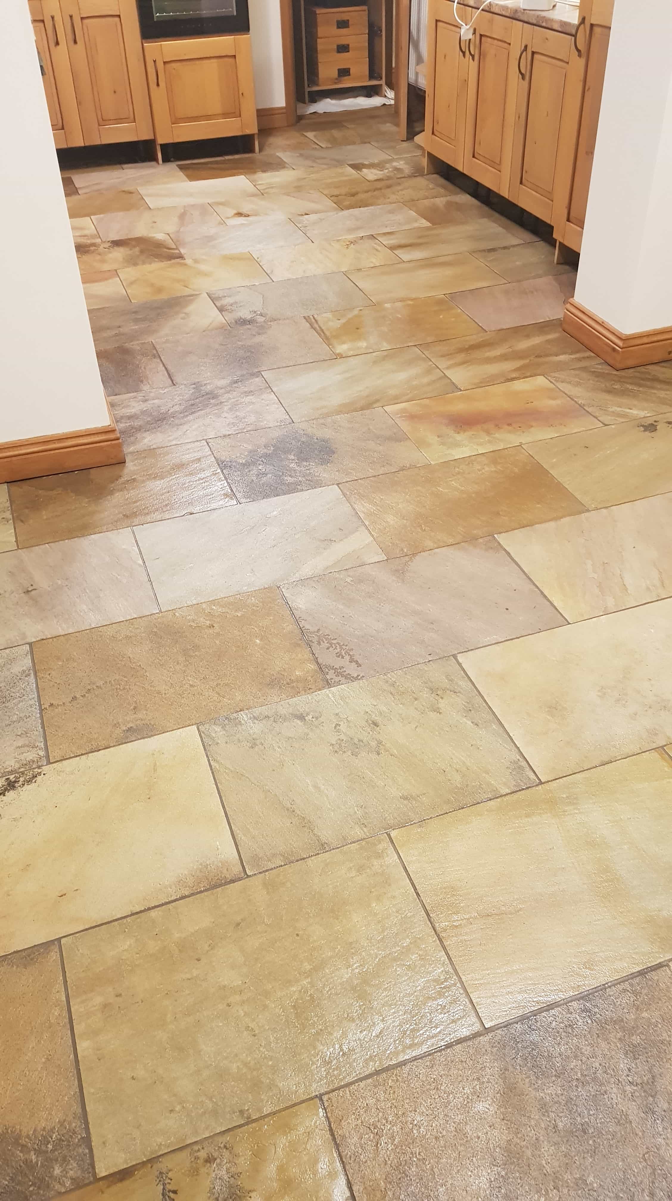 Sandstone Tiled Floor After Renovation in Mapplewell