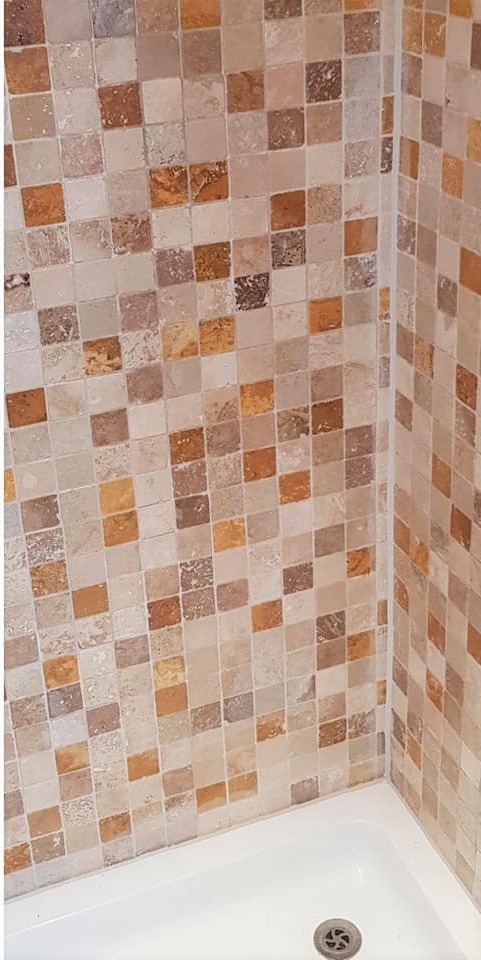 Travertine Tiled Shower Enclosure After Cleaning Totley
