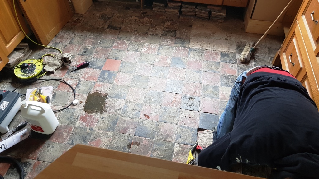 Quarry Tiled Floor Sheffield Before Restoration