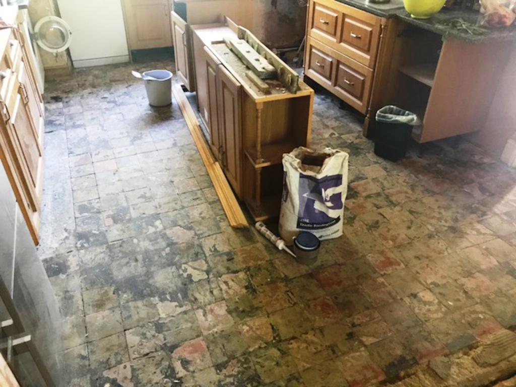 Quarry Tiled Floor Sheffield Before Restoration