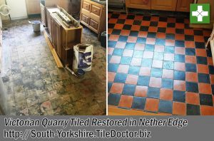 Victorian Quarry Tiled Floor Before and After Renovation Nether Edge