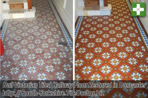 Victorian Tiled Hallway Floor Before and After Restoration Doncaster