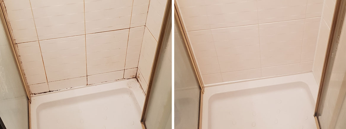Grubby Shower Cubicle Before and After Cleaning Bolton Upon Dearne