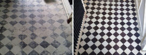 Victorian Tiled Hallway Before and After Restoration Rotherham