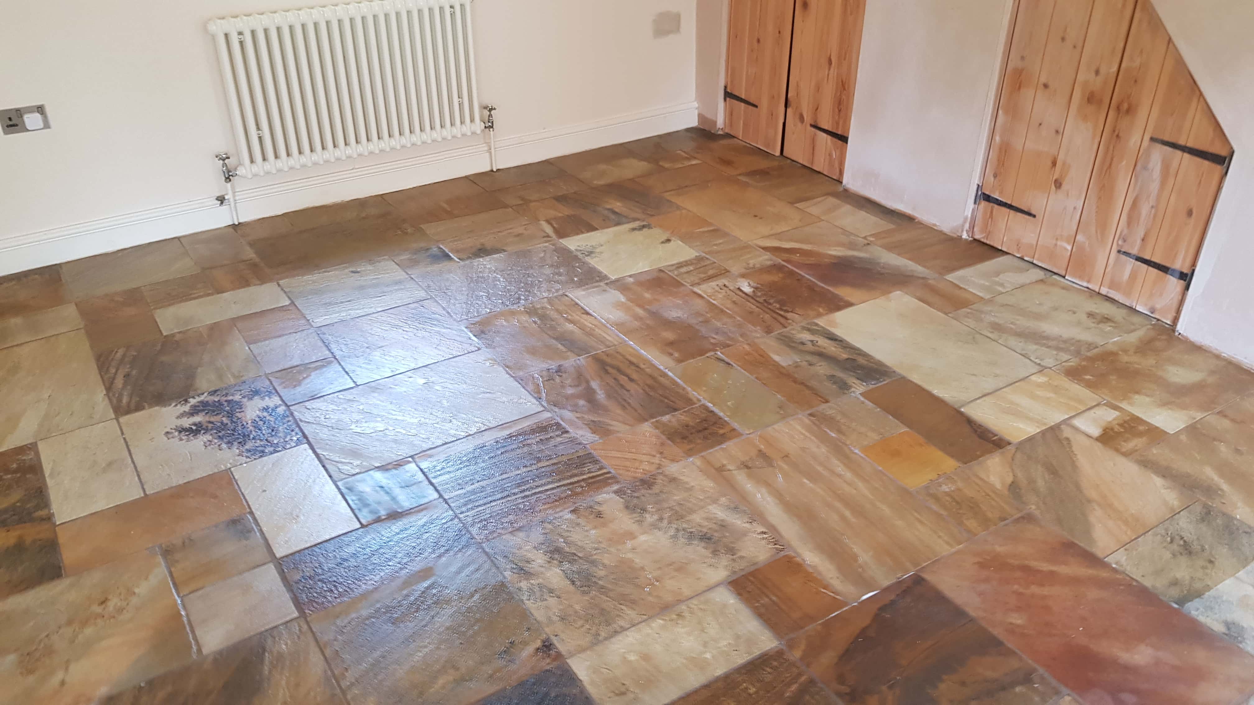 Sandstone Floor After Clean and Seal Conisbrough Doncaster