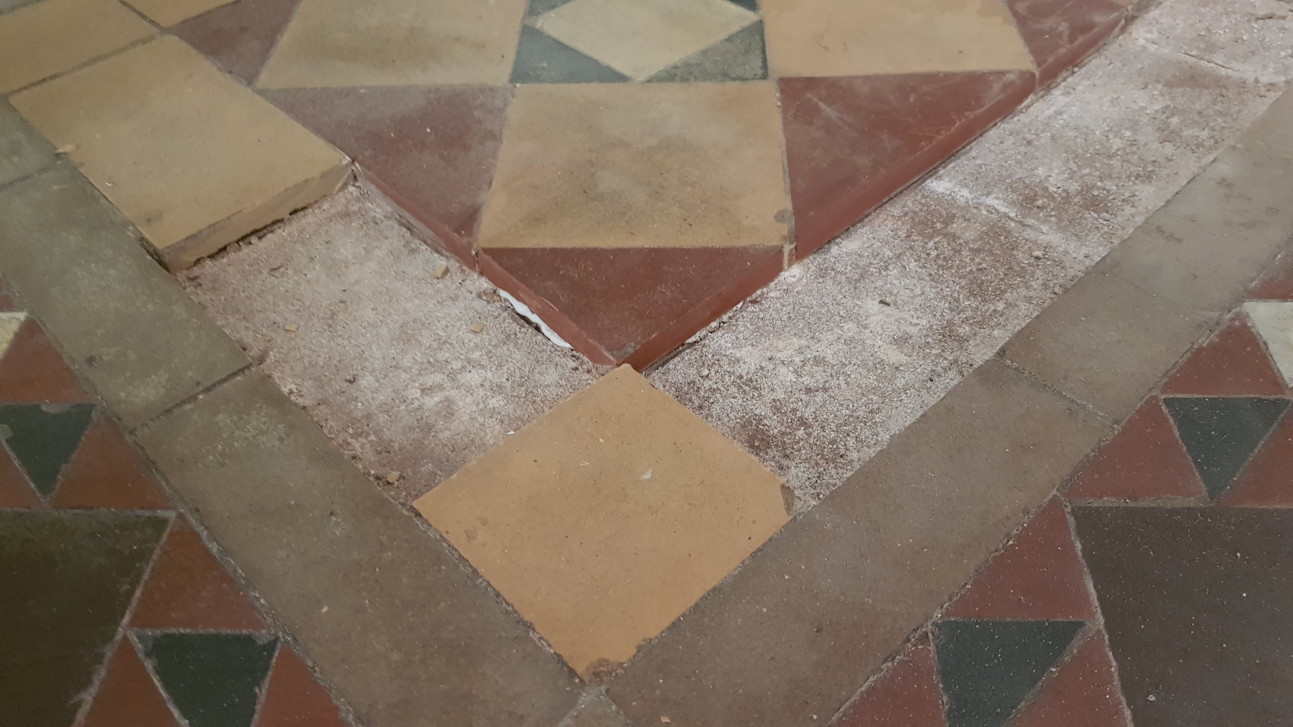 Victorian Hallway Showing Broken Tile Removal Doncaster Railway Property