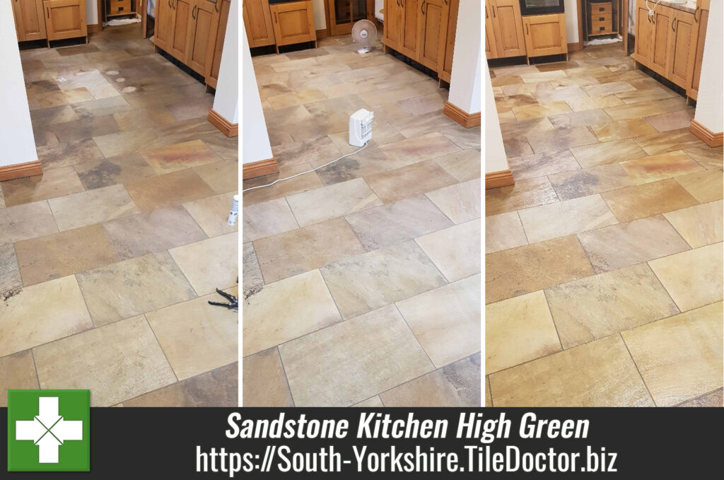 Sandstone Kitchen Floor Before After Renovation High Green