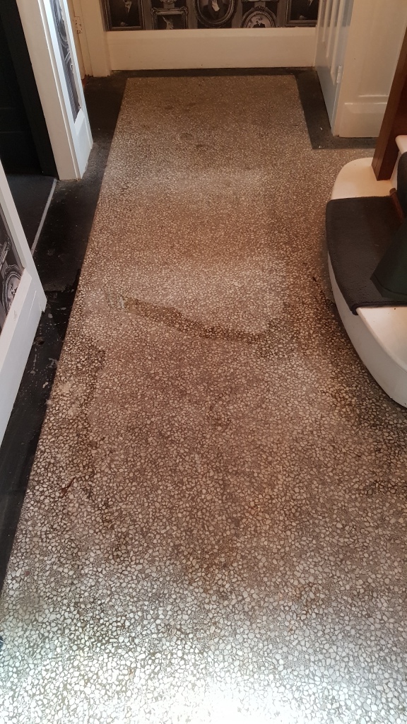 Terrazzo Hallway Floor Before Cleaning Doncaster